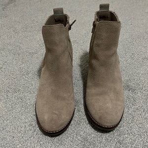 Taupe crown vintage suede booties